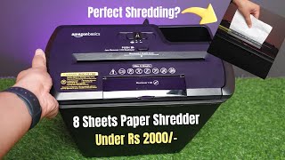 8 Sheets Paper Shredder Machine Review  Amazon Basics Paper Shredder under Rs 2000 techshek [upl. by Dranoel148]