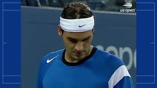 Federer vs Agassi  US OPEN 2004 QF Court Level amp Slow Motion [upl. by Hortensa369]