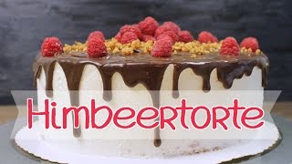 HIMBEERTORTE backen  Sahnetorte mit Himbeer Mascarpone Creme Drip Cake  deutsch [upl. by Veron]