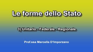 Le forme dello Stato 3 Unitario  Federale  Regionale [upl. by Culver]