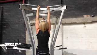 IFBB Pro Amanda Doherty performs Flat BB Bench and Pullup superset [upl. by Riesman]