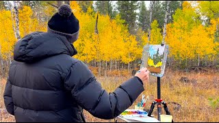 Plein Air Painting Gouache Impressionism Landscape Art  Forest Aspens  Montana  Joe G Paintings [upl. by Flavius]