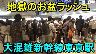 【日本のお盆完全復活】新幹線東京駅の本気！お盆休み初日に新幹線に乗ろうとするとこうなります！（2023年8月11日撮影） [upl. by Acinoda]