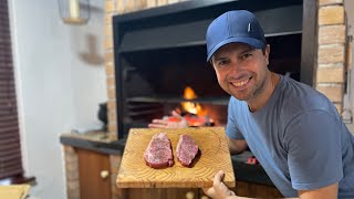 How to cook a medium well steak and keep it juicy and tender  ASMR cooking over fire [upl. by Getter]