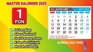 GRATIS DOWNLOAD TEMPLATE KALENDER TAHUN 2025 LENGKAP DENGAN HARI LIBUR NASIONAL [upl. by Rivera792]