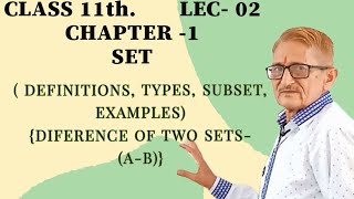 Class 11th Lec02  SETS  Types Of Set  SubsetsExamplesDifference Of Setsmathsquide [upl. by Papagena]