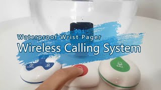 BYHUBYENGCS200E Wireless Calling systemWaterproof Wrist PagerWireless Caregiver Call Button [upl. by Yarvis]