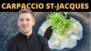 Comment FAIRE un CARPACCIO de SAINTJACQUES  recette 3 étoiles [upl. by Ydollem]