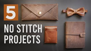 5 EASY Leather Projects for Beginners  FREE patterns [upl. by Rosse]