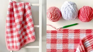 Crochet Ridged Lines Gingham Blanket [upl. by Edgar]