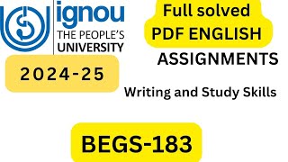 BEGS183 SOLVED ASSIGNMENT 202425 [upl. by Scevor]