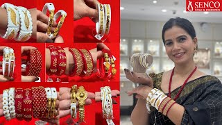 Senco gold and diamonds Huge collection of gold sankha pola bangles with price amp weight Bandhano [upl. by Sinnoda]