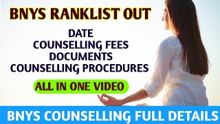 BNYS Ranklist released  Counselling details  Fees details [upl. by Hoffmann]