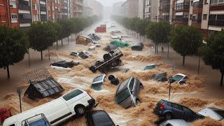 Inundaciones sitges hoy  Valencia Spain hit by flash floods after heavy rain in catalunya [upl. by Latsirhc]