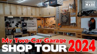 My TwoCar Garage Workshop  Shop Tour 2024  Woodworking tools  Shop Organization [upl. by Efar446]