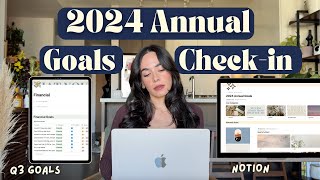 ANNUAL GOAL CHECK IN ✨ finish 2024 strong Q3 goals recap notion goal tracker [upl. by Melvina]