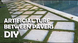 How To Install Artificial Turf In Between Concrete Pavers [upl. by Lydnek]