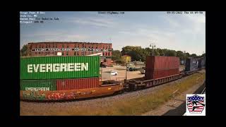 CN 2231 leads UP IG4LB with a beautiful K5HLA horn past Sedalia Missouri Railcam 91522 [upl. by Tihw]