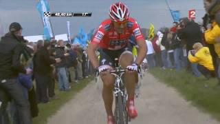 Attaque de Fabian Cancellara Spartacus Paris Roubaix 2010 HD [upl. by Orihakat]