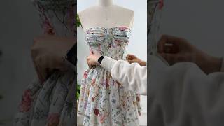 Making a corset floral print chiffon mini tiered dress dress corset sewing creative [upl. by Zednanref]