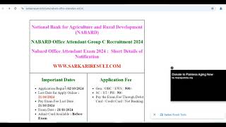 NABARD OFFICE ATTENDANT 2024 nabard nabardgradearecruitment vacancy [upl. by Hobbs229]