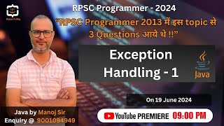 1  Why Exception Handling  Runtime Stack Mechanism  Default Exception Handler  RPSC Programmer [upl. by Emarej]