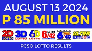 Lotto Result Today 9pm August 13 2024  PCSO Complete [upl. by Anitnemelc]