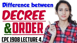 DECREE AND ORDER IN CPC  DIFFERENCE BETWEEN ORDER AND DECREE  CPC 1908 LECTURE 4 [upl. by Uolymme775]