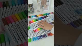 100 watercolor brush pen dual tip from HIGHTUNE  one set markers [upl. by Haissem477]