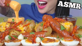 ASMR SAUSAGE POTATOES BOIL  CHEESE SEAFOOD SAUCE EATING SOUNDS MINIMAL LIGHT WHISPERS SASASMR [upl. by Adekan340]