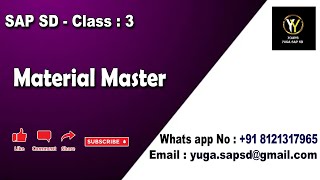 SAP SDClass 3 Material master  Yours Yuga SAP SD [upl. by Anier]