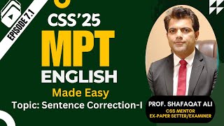 MPT SCREENING TEST Episode 71 Sentence CorrectionI by Prof Shafaqat Ali [upl. by Oremodlab]