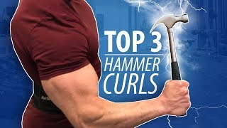 TOP 3 HAMMER CURLS  BicepBrachialis Development [upl. by Akenom]