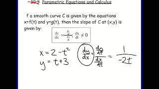 BC Calc 101 parametric eqns and calculus [upl. by Mohn112]