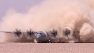 C130J Makes SPECTACULAR Dust Storm During LandingTakeoff – USAF Special Ops Prep Dirt Runway [upl. by Llirrehs325]