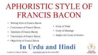 Aphoristic Style of Frances Bacon What is a Aphoristic Style Aphoristic Style of Bacon in essays [upl. by Ibmab]