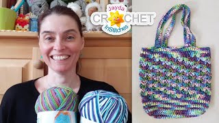 Shell Stitch Market Tote Bag  What to do with Variegated Yarn  Crochet Pattern amp Tutorial [upl. by Jeanna437]