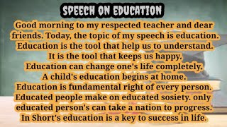 10 Line Education Speech In English Short Speech On Education [upl. by Ojoj]