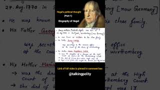 Hegel political thought in hindi biography of Hegel [upl. by Aliber]