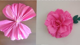 DIY How to make giant Crepe paper flower for room decoration Flor de Papel CrepeomPaperSai Arts [upl. by Neelsaj606]