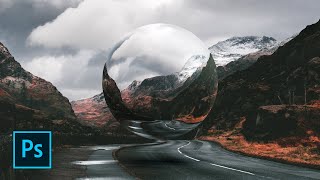 Photoshop Tutorial Surreal Glass Sphere Floating Within a Landscape [upl. by Stempson539]