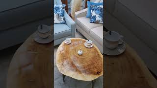 Wood slab coffee table Stolik kawowy CAMPIONE złoty z plastra drewna glamour z linii NATUREL [upl. by Necaj164]