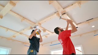 Carpenters Install Coffered Ceiling [upl. by Jennette]