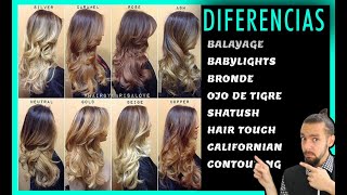 👉 Tipos de Mechas☝️LAS MEJORES MECHAS 👱‍♀‍ BALAYAGE vs CALIFORNIANAS vs OJO DE TIGRE vs CONTOURING [upl. by Patten]