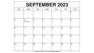 Free Printable September 2023 Calendar Templates With Holidays  Wiki Calendar [upl. by Stephenson]