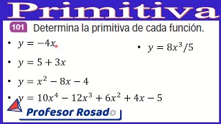 Primitiva o Antiderivada de una función  5 integrales  Video 1 [upl. by Annoval]