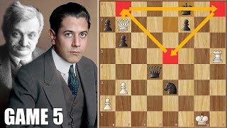 End of an Era  Capablanca vs Lasker  WCC Game 5 1921 [upl. by Annaigroeg]