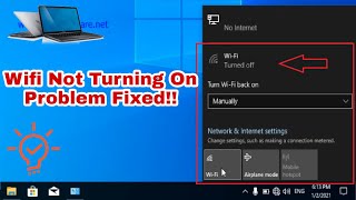 How to Turn on Wifi on Window 10 in Laptop  Wifi Not Turning on Problem Solved  Wifi Turned Off [upl. by Augusta]