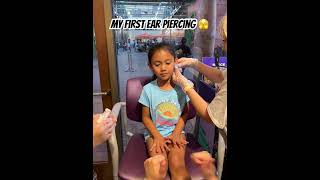 My first ear piercing Was it scary earpiercing 6yrsold brave claires [upl. by Elyak]