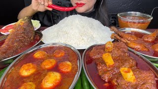 ASMR EATING SPICY MUTTON CURRYEGG CURRYFISH CURRYCHICKEN CURRY FOOD VIDEOS [upl. by Ecitnirp607]